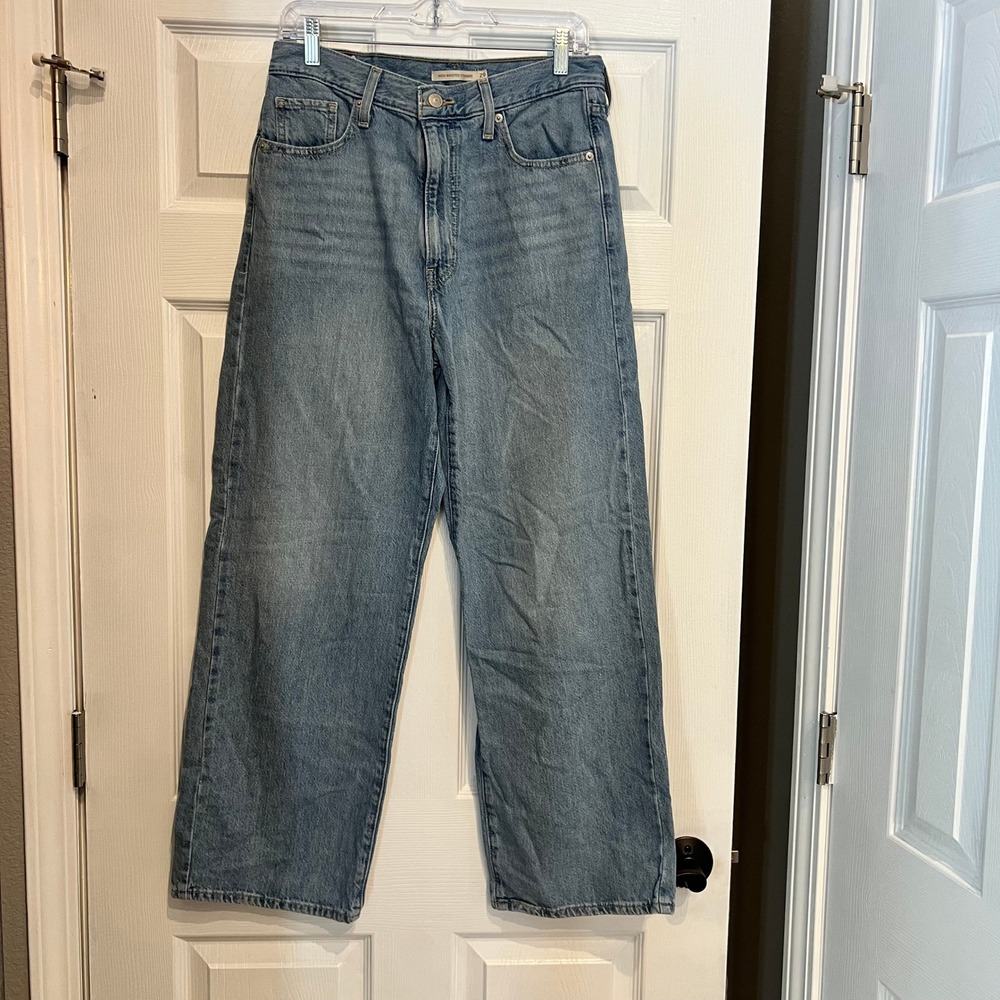 Levi's High Waisted Straight Jeans Cotton Hemp Light Wash Denim 90s Aesthetic